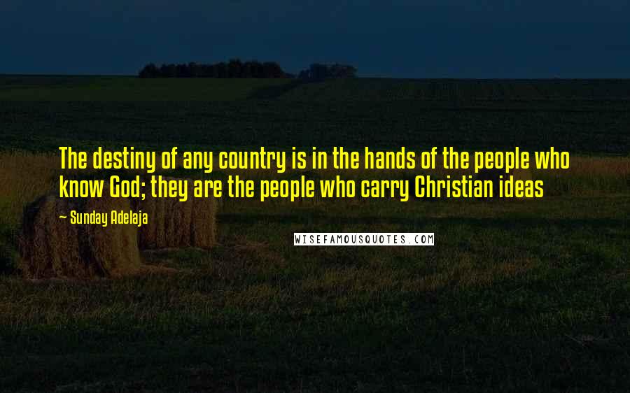 Sunday Adelaja Quotes: The destiny of any country is in the hands of the people who know God; they are the people who carry Christian ideas