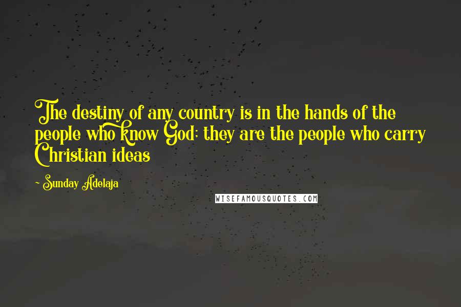 Sunday Adelaja Quotes: The destiny of any country is in the hands of the people who know God; they are the people who carry Christian ideas