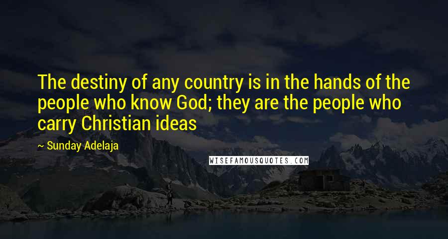 Sunday Adelaja Quotes: The destiny of any country is in the hands of the people who know God; they are the people who carry Christian ideas