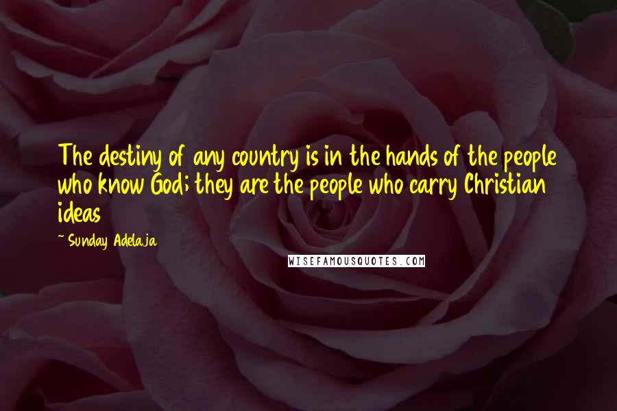 Sunday Adelaja Quotes: The destiny of any country is in the hands of the people who know God; they are the people who carry Christian ideas