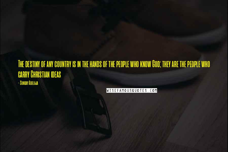 Sunday Adelaja Quotes: The destiny of any country is in the hands of the people who know God; they are the people who carry Christian ideas