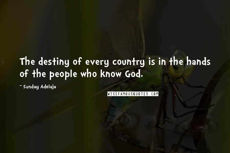 Sunday Adelaja Quotes: The destiny of every country is in the hands of the people who know God.