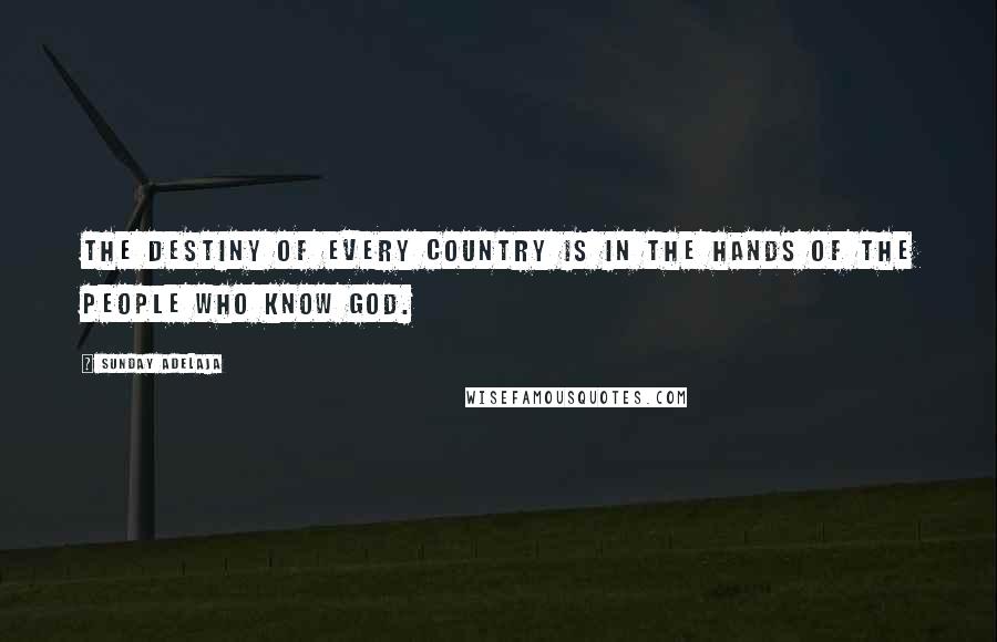 Sunday Adelaja Quotes: The destiny of every country is in the hands of the people who know God.