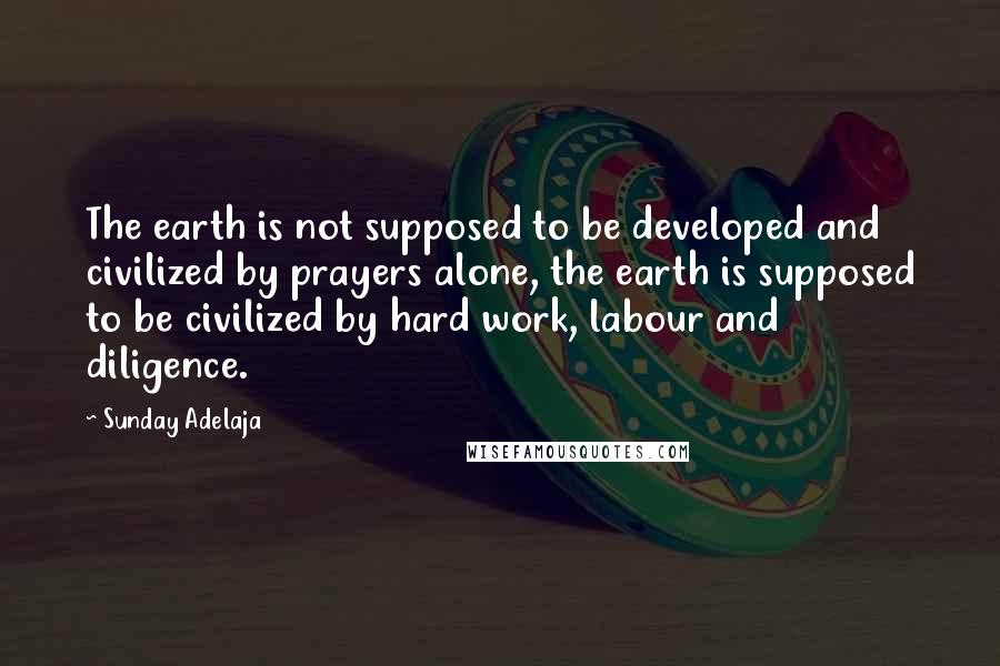 Sunday Adelaja Quotes: The earth is not supposed to be developed and civilized by prayers alone, the earth is supposed to be civilized by hard work, labour and diligence.