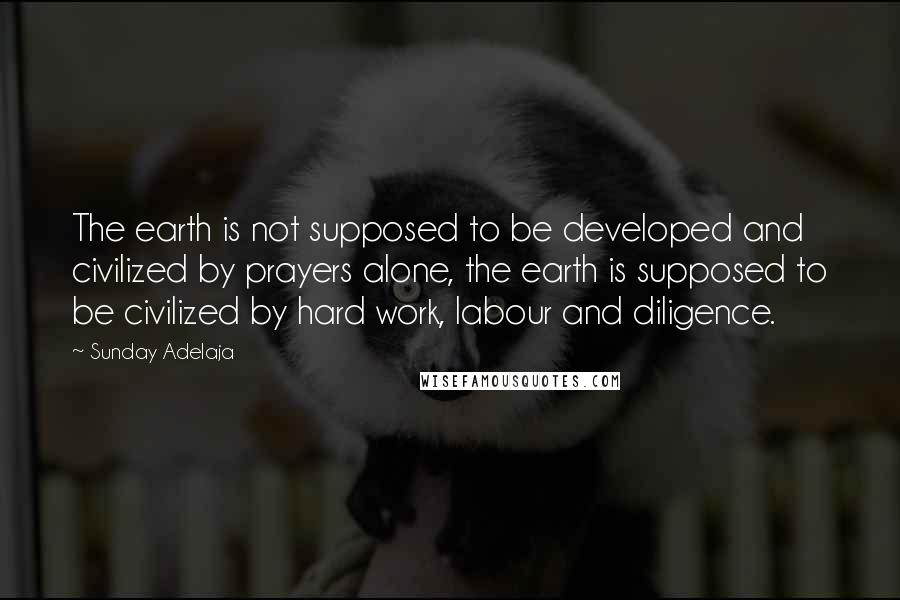 Sunday Adelaja Quotes: The earth is not supposed to be developed and civilized by prayers alone, the earth is supposed to be civilized by hard work, labour and diligence.