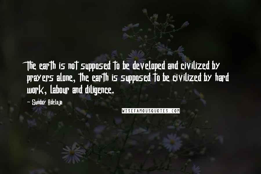 Sunday Adelaja Quotes: The earth is not supposed to be developed and civilized by prayers alone, the earth is supposed to be civilized by hard work, labour and diligence.