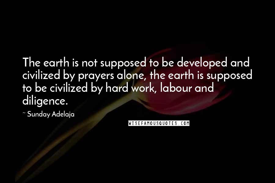 Sunday Adelaja Quotes: The earth is not supposed to be developed and civilized by prayers alone, the earth is supposed to be civilized by hard work, labour and diligence.