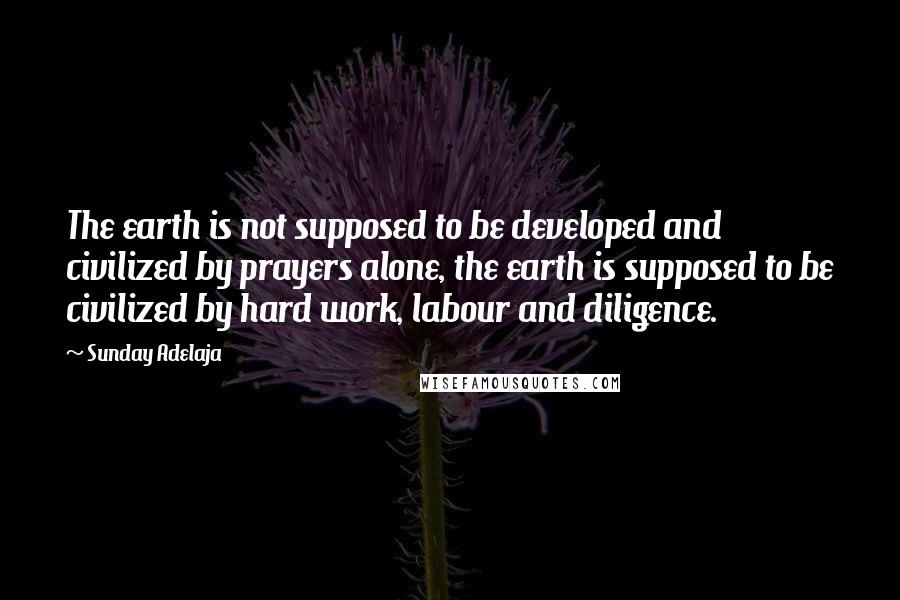 Sunday Adelaja Quotes: The earth is not supposed to be developed and civilized by prayers alone, the earth is supposed to be civilized by hard work, labour and diligence.