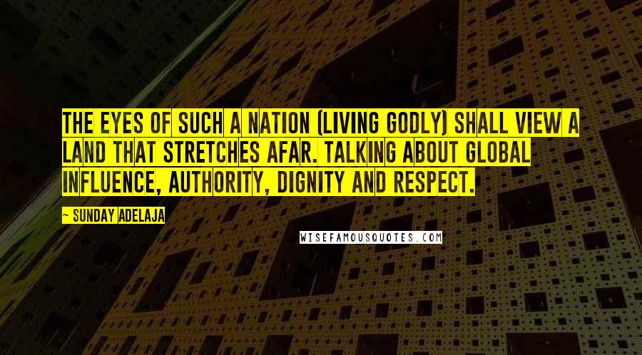 Sunday Adelaja Quotes: The eyes of such a nation (living godly) shall view a land that stretches afar. Talking about global influence, authority, dignity and respect.