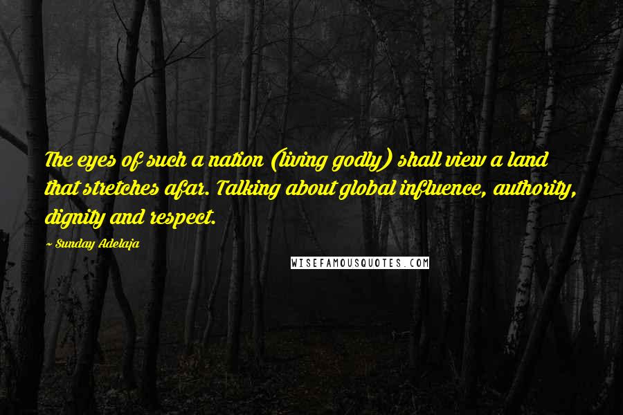 Sunday Adelaja Quotes: The eyes of such a nation (living godly) shall view a land that stretches afar. Talking about global influence, authority, dignity and respect.