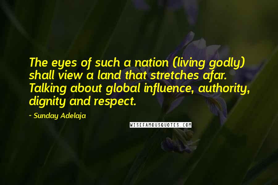 Sunday Adelaja Quotes: The eyes of such a nation (living godly) shall view a land that stretches afar. Talking about global influence, authority, dignity and respect.