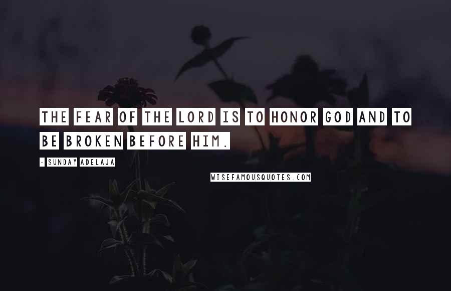 Sunday Adelaja Quotes: The fear of the Lord is to honor God and to be broken before Him.