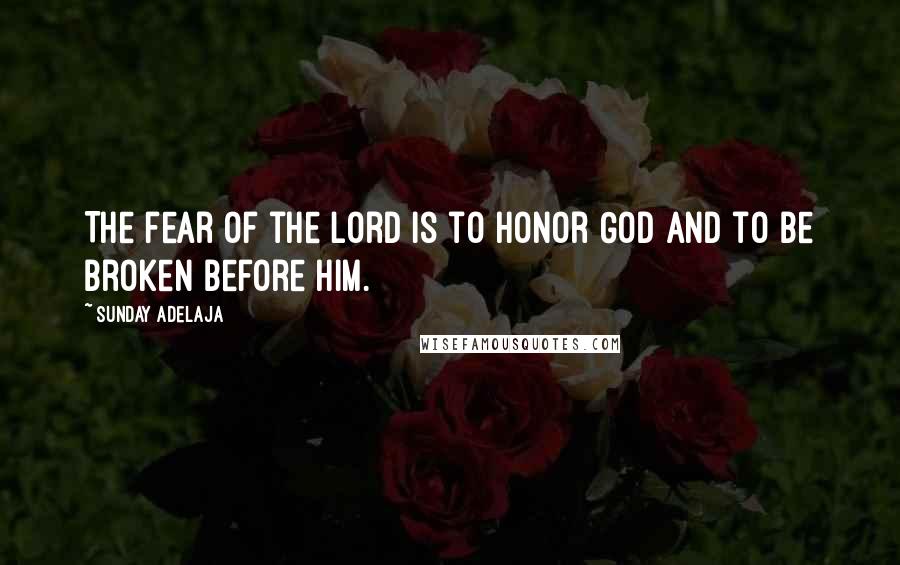 Sunday Adelaja Quotes: The fear of the Lord is to honor God and to be broken before Him.