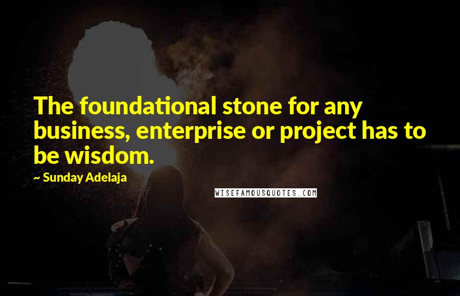 Sunday Adelaja Quotes: The foundational stone for any business, enterprise or project has to be wisdom.