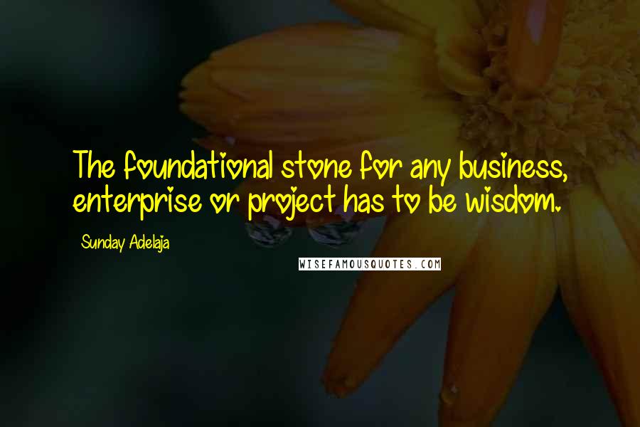 Sunday Adelaja Quotes: The foundational stone for any business, enterprise or project has to be wisdom.