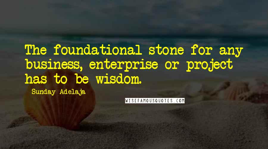 Sunday Adelaja Quotes: The foundational stone for any business, enterprise or project has to be wisdom.