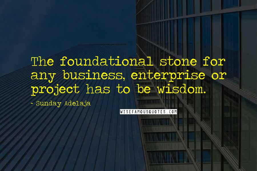 Sunday Adelaja Quotes: The foundational stone for any business, enterprise or project has to be wisdom.