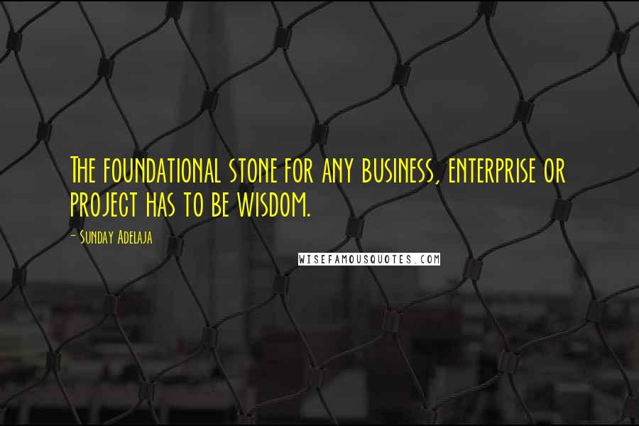 Sunday Adelaja Quotes: The foundational stone for any business, enterprise or project has to be wisdom.