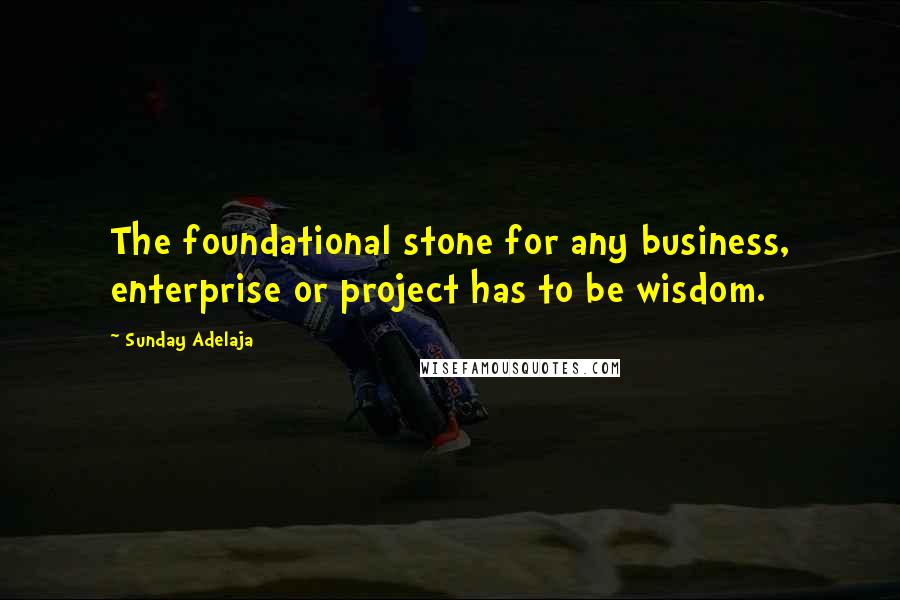 Sunday Adelaja Quotes: The foundational stone for any business, enterprise or project has to be wisdom.