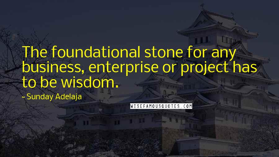 Sunday Adelaja Quotes: The foundational stone for any business, enterprise or project has to be wisdom.