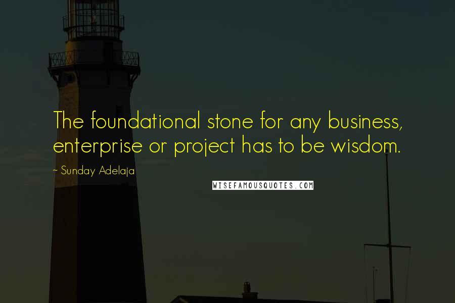 Sunday Adelaja Quotes: The foundational stone for any business, enterprise or project has to be wisdom.