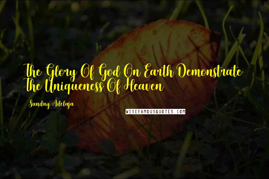 Sunday Adelaja Quotes: The Glory Of God On Earth Demonstrate The Uniqueness Of Heaven