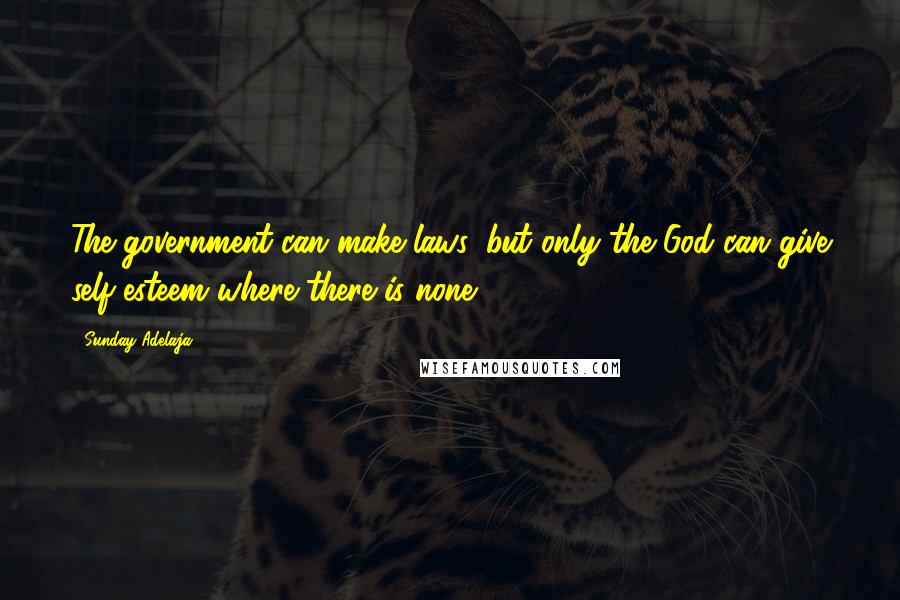 Sunday Adelaja Quotes: The government can make laws, but only the God can give self-esteem where there is none