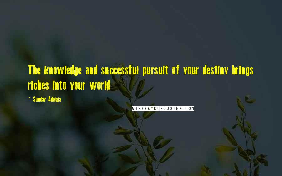 Sunday Adelaja Quotes: The knowledge and successful pursuit of your destiny brings riches into your world