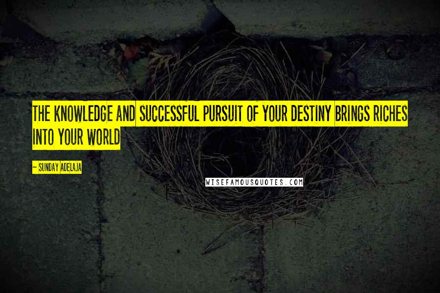 Sunday Adelaja Quotes: The knowledge and successful pursuit of your destiny brings riches into your world
