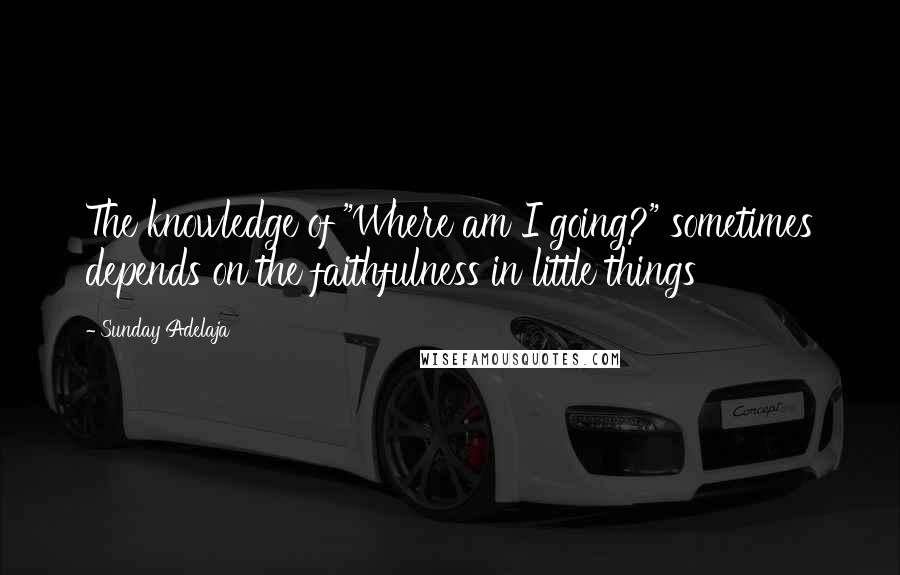 Sunday Adelaja Quotes: The knowledge of "Where am I going?" sometimes depends on the faithfulness in little things