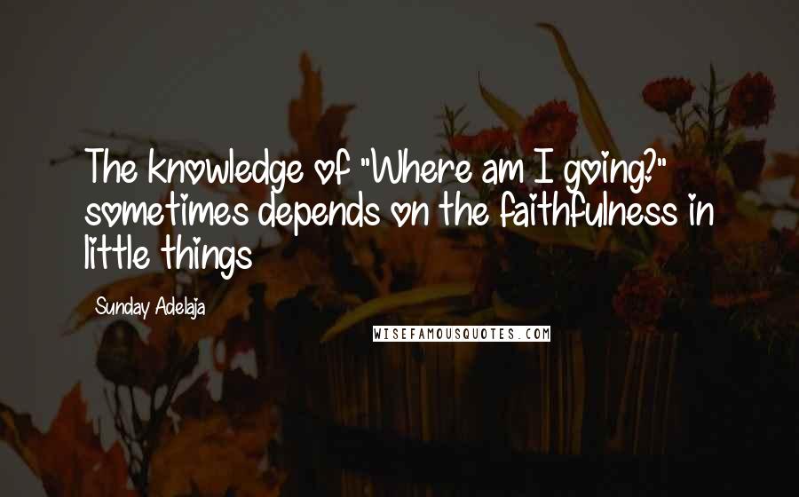 Sunday Adelaja Quotes: The knowledge of "Where am I going?" sometimes depends on the faithfulness in little things