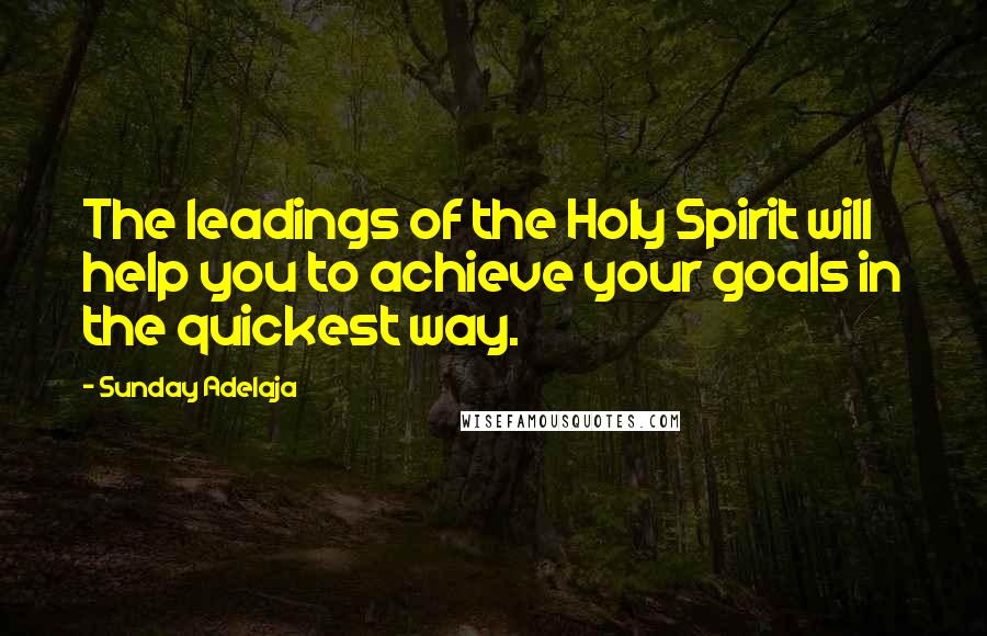 Sunday Adelaja Quotes: The leadings of the Holy Spirit will help you to achieve your goals in the quickest way.