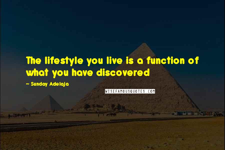 Sunday Adelaja Quotes: The lifestyle you live is a function of what you have discovered