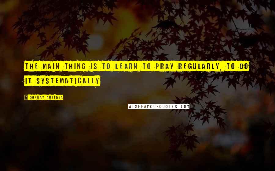 Sunday Adelaja Quotes: The main thing is to learn to pray regularly, to do it systematically