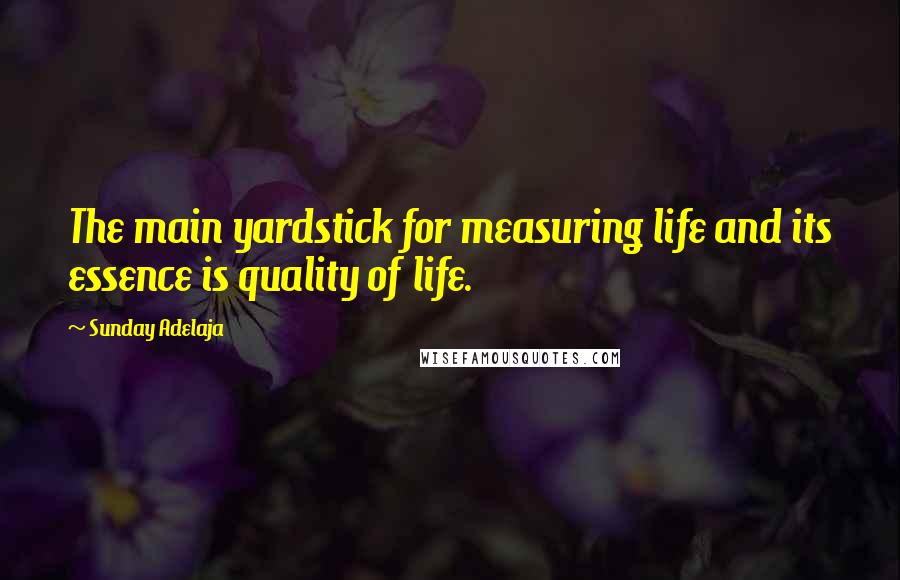 Sunday Adelaja Quotes: The main yardstick for measuring life and its essence is quality of life.