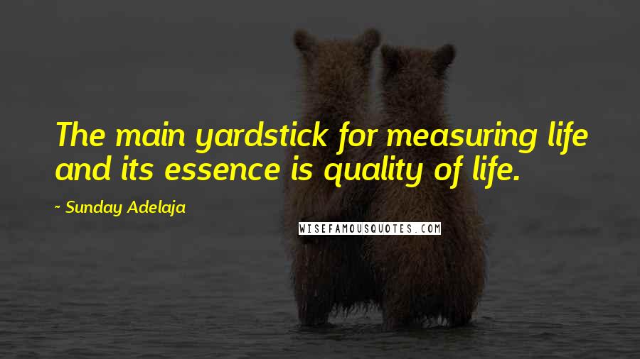 Sunday Adelaja Quotes: The main yardstick for measuring life and its essence is quality of life.