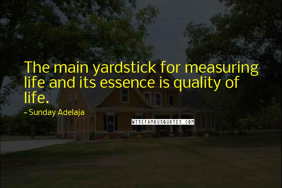 Sunday Adelaja Quotes: The main yardstick for measuring life and its essence is quality of life.