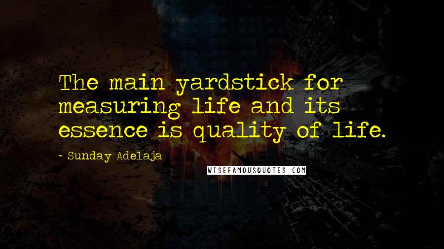 Sunday Adelaja Quotes: The main yardstick for measuring life and its essence is quality of life.