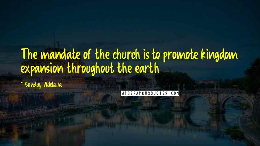 Sunday Adelaja Quotes: The mandate of the church is to promote kingdom expansion throughout the earth