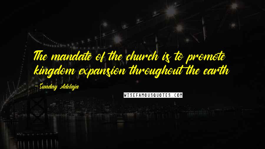 Sunday Adelaja Quotes: The mandate of the church is to promote kingdom expansion throughout the earth
