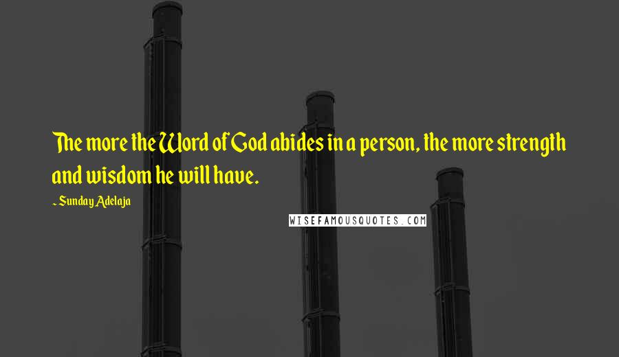 Sunday Adelaja Quotes: The more the Word of God abides in a person, the more strength and wisdom he will have.