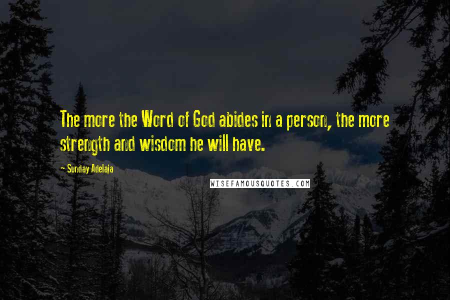 Sunday Adelaja Quotes: The more the Word of God abides in a person, the more strength and wisdom he will have.