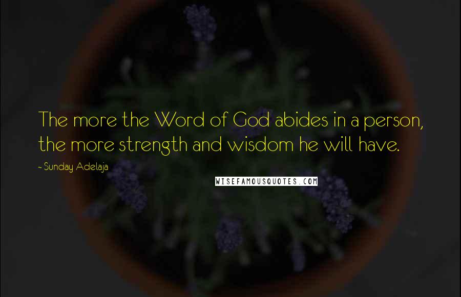 Sunday Adelaja Quotes: The more the Word of God abides in a person, the more strength and wisdom he will have.