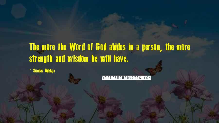 Sunday Adelaja Quotes: The more the Word of God abides in a person, the more strength and wisdom he will have.