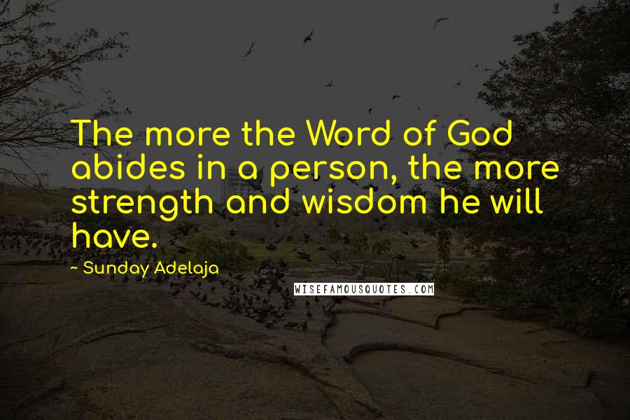 Sunday Adelaja Quotes: The more the Word of God abides in a person, the more strength and wisdom he will have.