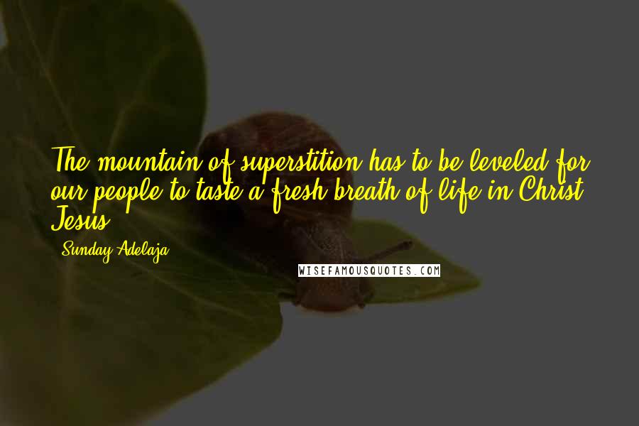 Sunday Adelaja Quotes: The mountain of superstition has to be leveled for our people to taste a fresh breath of life in Christ Jesus.