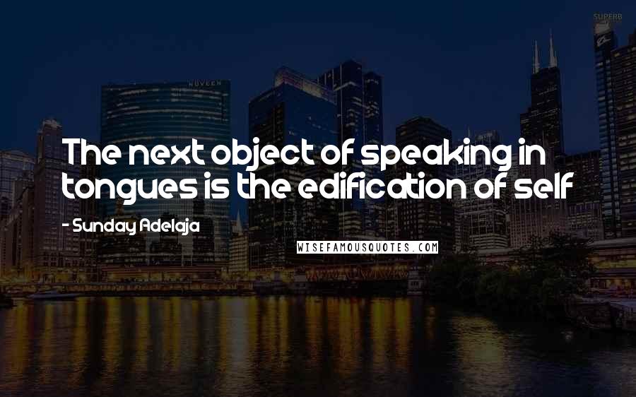 Sunday Adelaja Quotes: The next object of speaking in tongues is the edification of self