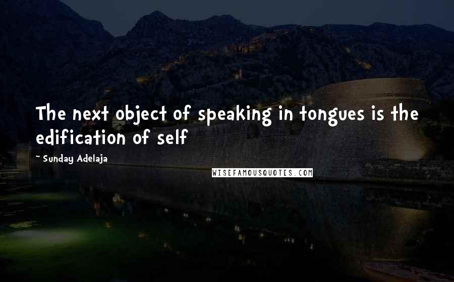 Sunday Adelaja Quotes: The next object of speaking in tongues is the edification of self