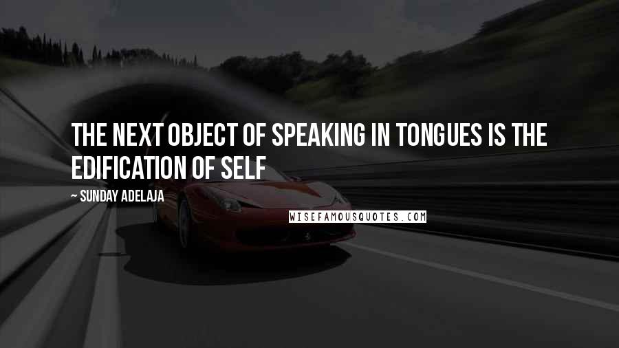 Sunday Adelaja Quotes: The next object of speaking in tongues is the edification of self