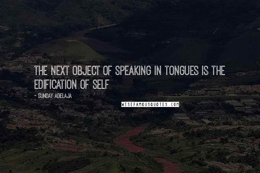 Sunday Adelaja Quotes: The next object of speaking in tongues is the edification of self